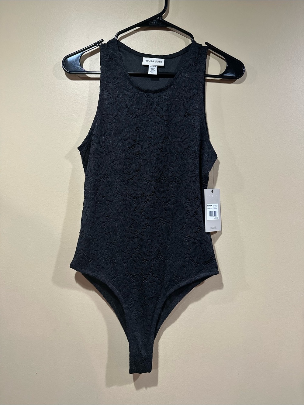 Thalia Sodi Black Lace Tank Bodysuit for Women
